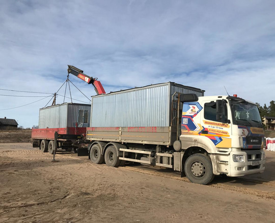 Манипулятор КАМАЗ + Прицеп (КМУ 9т-16м, борт 10т + прицеп 10т)